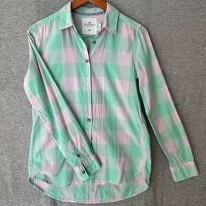 Pre-Owned H&M Green and Pink Checkered Blouse